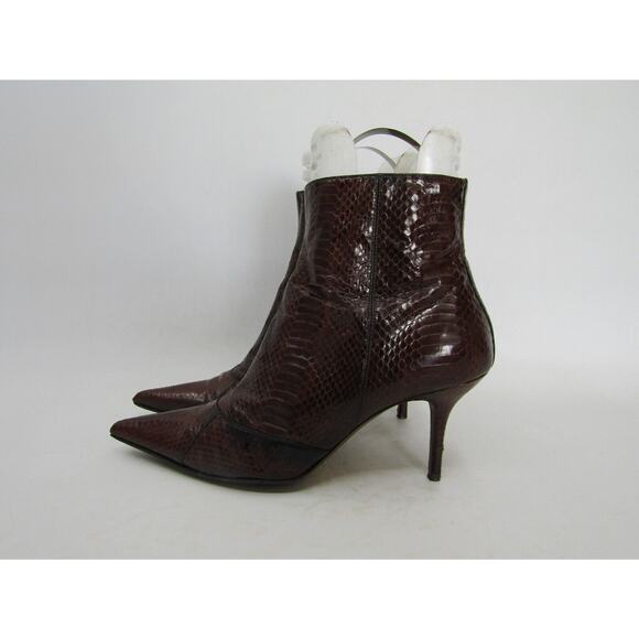 Dolce Gabbana Womens Sz 40 EUR Brown Leather Snakeskin Zip Ankle High Heels - Picture 1 of 11